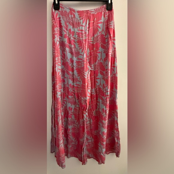 Kendall & Kylie Pants - Kendall & Kylie Floral Pink and Gray Maxi Pants